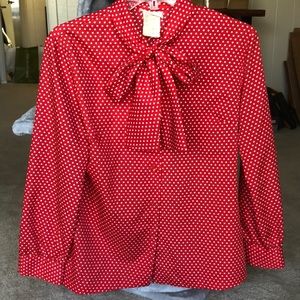 Vintage Red Polka Dot Blouse